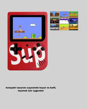 SUP Retro El Konsolu – 500 Oyun TV Bağlantılı 3 İnç Ekranlı Şarjlı Mini Atari
