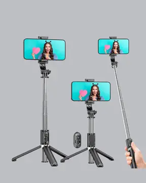 Kablosuz Bluetooth Selfie Çubuğu – 360° Dönebilir Başlık Taşınabilir ve Şık Tasarım