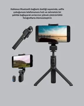 Bluetooth Selfie Çubuğu – Kablosuz Hafif ve Yüksek Çözünürlüklü Çekim İçin
