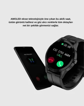 AMOLED Ekranlı Smartwatch – 3 Kordonlu Kalp Atış & Uyku Takipli Akıllı Saat