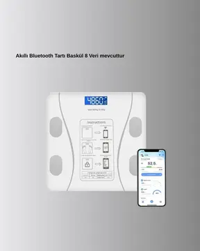 Bluetooth Akıllı Tartı – 8 Fonksiyonlu Dijital Baskül 180 kg Kapasiteli