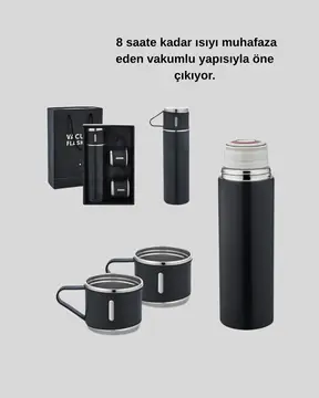 Paslanmaz Çelik 500 ml Termos Seti – 8 Saat Isı Koruma Vakumlu Sızdırmaz ve Taşınabilir
