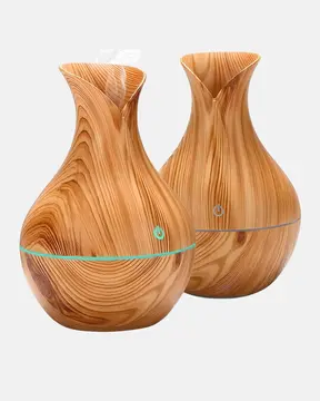 Ahşap Desenli Aromaterapi Difüzör 130 ml Ultrasonik ve 7 Renk LED Işıklı