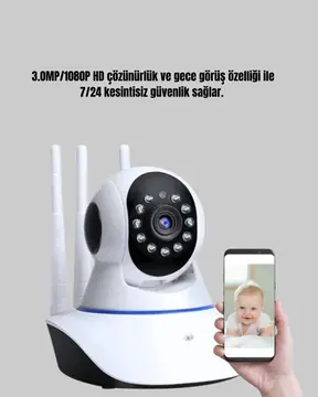 HD IP Kamera – Gece Görüşlü Hareket Sensörlü Mobil Takip ve Çift Yönlü Ses