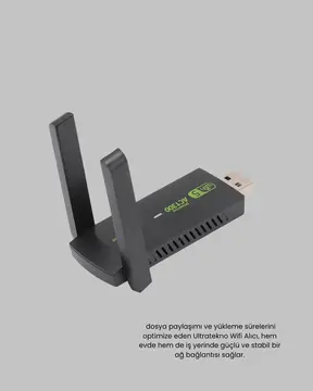 Ultratekno Dual Band WiFi Adaptör – 1200 Mbps USB 3.0 Çift Antenli Geniş Kapsama Alanı ve Yüksek Hız