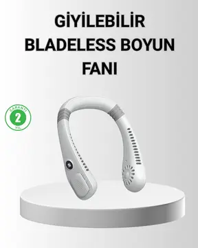 Giyilebilir Boyun Fanı 360° Dairesel Rüzgar ve 5 Kademeli Hız Ayarlı