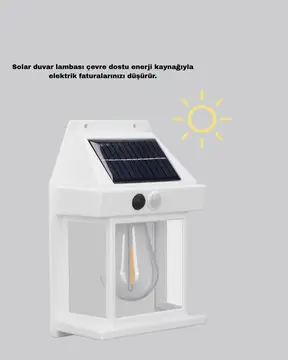 Güneş Enerjili Dış Mekan Sensörlü Duvar Lambası IP65 Su Geçirmez