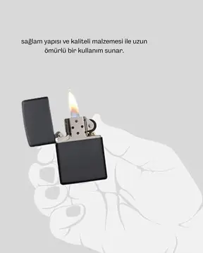 Metal Gövdeli Tasarım Çakmak Mat Yüzeyli ve Ergonomik Tutma Özellikli