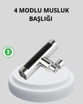 360° Dönebilen Musluk Başlığı 4 Fonksiyonlu Su Tasarruflu ve Dayanıklı