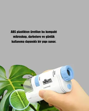 Taşınabilir Eğitim Mikroskobu 80X–200X LED Işıklı ve Darbeye Dayanıklı