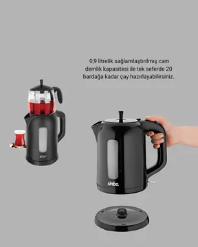 Sinbo STM 5840 Elektrikli Çay Makinesi 1800W Cam Demlik ve Sıcak Tutma Özellikli