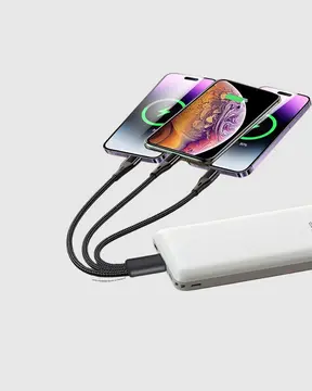 3’ü 1 Arada Şarj Kablosu Type-C iOS Android Uyumlu Hızlı ve Güvenli Şarj