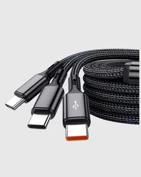 3’ü 1 Arada Hızlı Şarj Kablosu iOS Android Type-C Uyumlu ve Dayanıklı