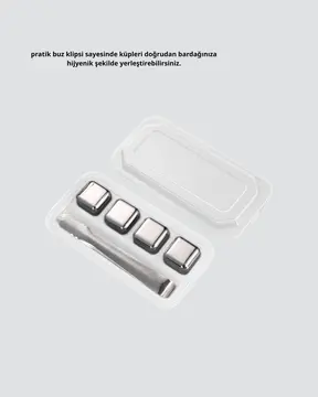 Paslanmaz Çelik Metal Buz Küpü Seti Sulandırmadan Soğutma ve Klips Dahil