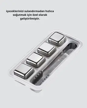 Paslanmaz Çelik Metal Buz Küpü Seti Sulandırmadan Soğutma ve Klips Dahil
