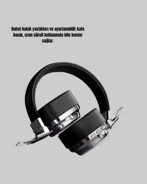 Kablosuz Kulak Üstü Bluetooth Kulaklık Güçlü Bas ve Katlanabilir Tasarım