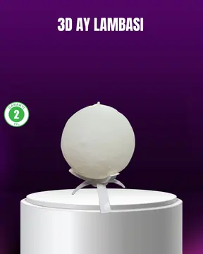Şarjlı 3D Baskılı 16 Renk Ay Lambası Ahşap Stand ve Uzaktan Kumanda