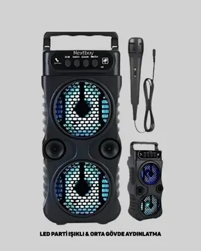 Bluetooth Bağlantılı LED Işıklı Taşınabilir Hoparlör – 1200 mAh Şarjlı FM Radyolu