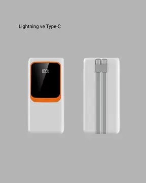 Powerbank 10000 mAh – Çift USB Çıkışlı Type-C Girişli Şık Beyaz Tasarım