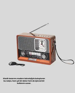 Dekoratif Vintage Radyo – Klasik Görünüm Modern Fonksiyon ve Uzun Ömürlü Kullanım