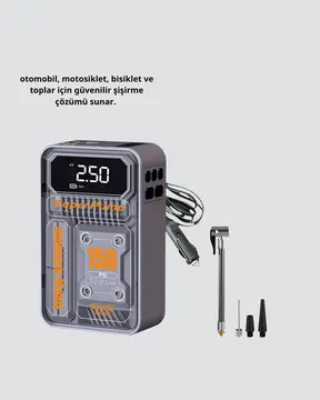 Şarjlı Kablosuz Hava Pompası – 150 PSI Basınç LED Ekran ve 6000mAh Batarya