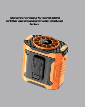 Turbo Mini Taşınabilir Fan – 100 Kademeli Dijital Hız Kontrolü ve Type-C Şarj (Kopya)
