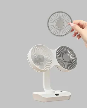 Kablosuz USB Şarjlı 720° Döner Masaüstü Fan – Çift Taraflı Serinlik ve Gece Lambası