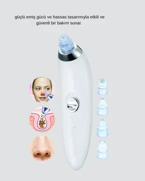 Vakumlu Siyah Nokta Temizleme Cihazı – 5 Kademe Güç ve 4 Başlıklı Derin Cilt Bakımı