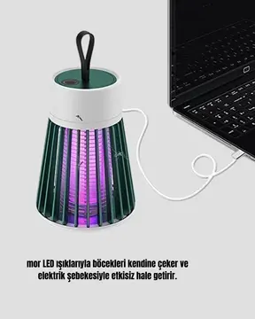 Mor Işıklı Şarjlı Böcek Öldürücü Lamba – Ev Balkon ve Kamp Kullanımına Uygun