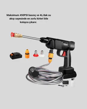 48V Kablosuz Yıkama Makinesi – 2 Pil Köpük Tankı ve Ayarlanabilir
