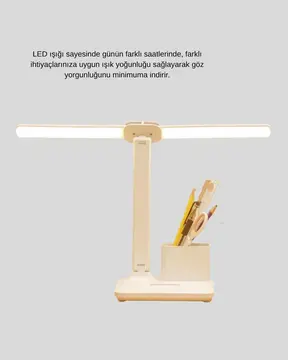 Kısılabilir LED Masa Lambası – Kalemlik ve Telefon Standlı Göz Yormayan Işık