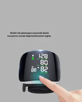 Taşınabilir Dijital Tansiyon Aleti – Bilekten Ölçüm Aritmi Uyarısı ve Risk Göstergesi
