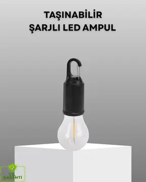Şarjlı Kancalı LED Lamba – Kamp Balkon ve Acil Durum Işığı