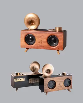 Gramafon Tasarımlı Bluetooth Hoparlör 3D Ses Teknolojili Çok Fonksiyonlu