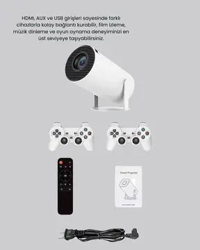Projeksiyon Cihazı 4K Destekli Kablosuz Bağlantılı Bluetooth 5.0