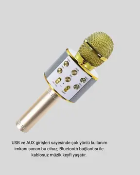 Kablosuz Karaoke Mikrofon USB AUX Destekli Parti ve Eğlence İçin