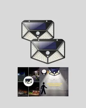 100 LED Solar Lamba Hareket Algılamalı Bahçe Duvar Dış Mekan Aydınlatma