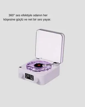 Bluetooth Retro Pikap Hoparlör 360 Derece Ses Projektörlü Gece Lambası Çok Fonksiyonlu