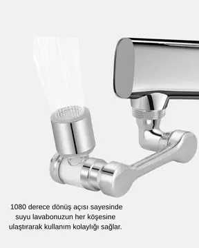 1080° Dönebilen Musluk Ucu – Su Tasarruflu Esnek ve 360° Çift Eksenli Başlık (Kopya)