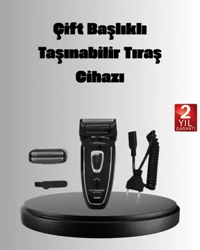 Şarjlı Kablosuz Tıraş Makinesi Çift Başlık Kuru Tıraş Ergonomik Taşınabilir