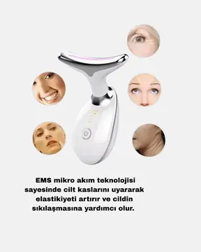 EMS Mikro Akım Yüz ve Boyun Sıkılaştırıcı Cihaz 7000 VPM Titreşim Isı Terapili