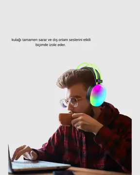 Ergonomik RGB Bluetooth Kulaklık 3D Ses