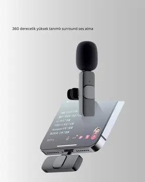 iPhone Uyumlu Çift Mikrofonlu Kablosuz Yaka Seti Profesyonel Ses