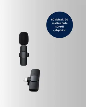 iPhone Uyumlu Çift Mikrofonlu Kablosuz Yaka Seti Profesyonel Ses