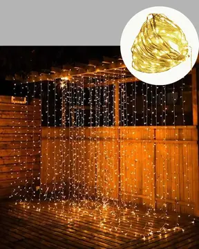 3x3 Metre Perde LED Işık Sıcak  Şelale Tasarım Dekoratif Aydınlatma