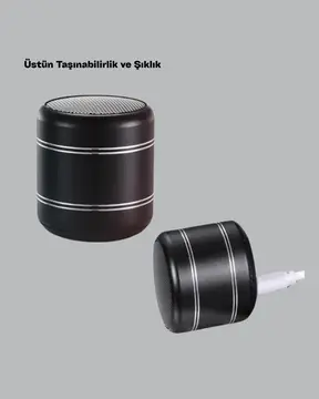 Kompakt Silindir Metal Bluetooth Hoparlör 400 mAh Uzun Pil TWS Destekli