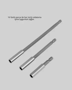 Çok Amaçlı 16lı Bits Uç Seti Dayanıklı Tornavida Adaptör