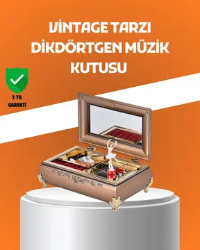 Müzikli Balerin Figürlü Takı Kutusu Piyano Desenli Dekoratif