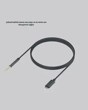 Lightning Girişli Cihazlar İçin 3.5mm Aux Ses Kablo Dönüştürücü 1M