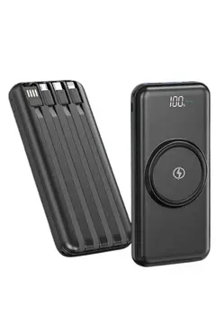 Kablosuz Çoklu Şarj Girişli 10.000 Mah Kablolu Powerbank Taşınabilir